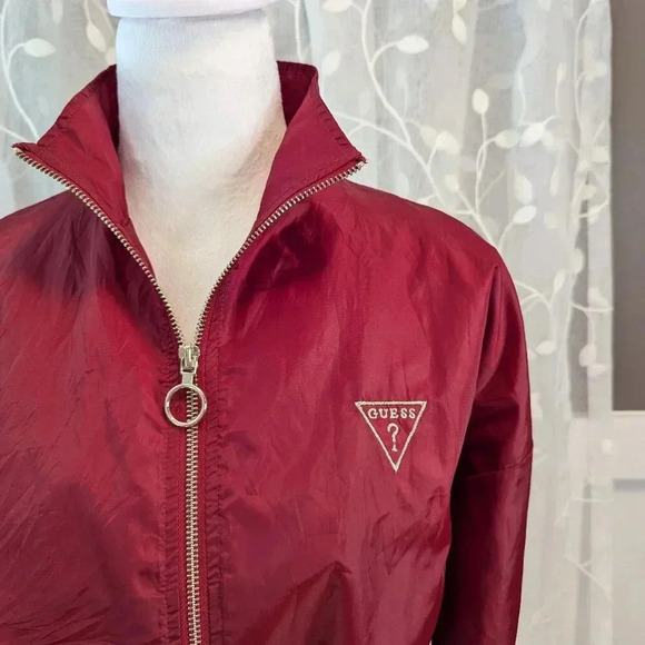 Guess Red Lightweight Cropped Windbreaker, Size S - Picture 2 of 6